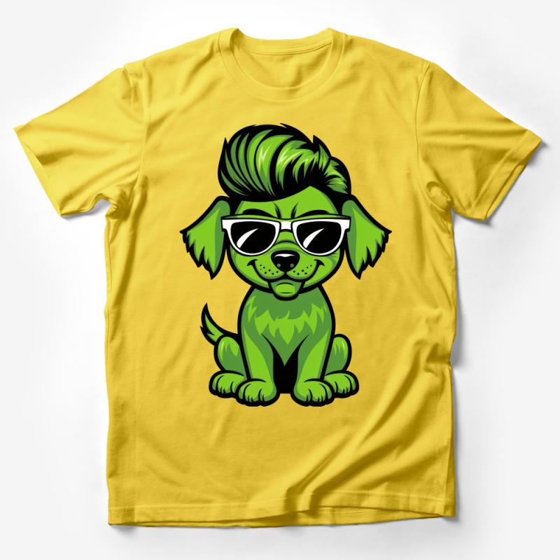 Cool Green Punk Dog T-Shirt, Trendy Animal Graphic Tee, Unisex Hipster Dog Lover Shirt, Pet Fashion Casual Wear, Unique Gift Idea Male T-Shirt