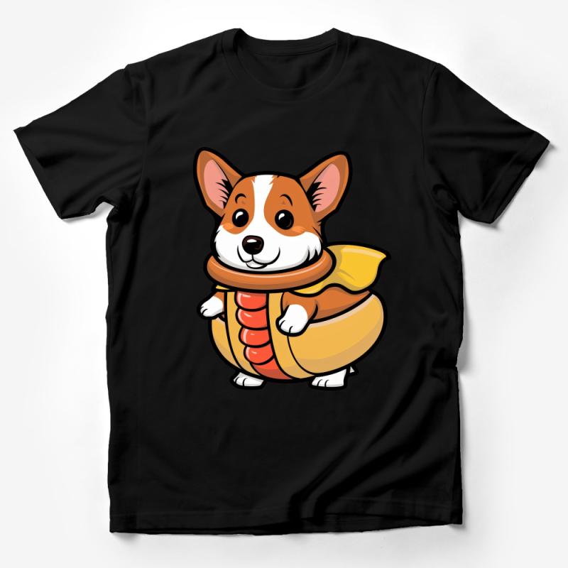 Cute Corgi Dog Cartoon T-Shirt, Funny Animal Character Tee, Unisex Cotton Shirt, Pet Lover Gift, Comfy Casual Wear Male T-Shirt