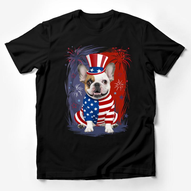 Patriotic French Bulldog T-Shirt, 4th of July Independence Day Tee, American Flag Dog Shirt, Cute Animal Lover Gift, Unisex Top Male T-Shirt