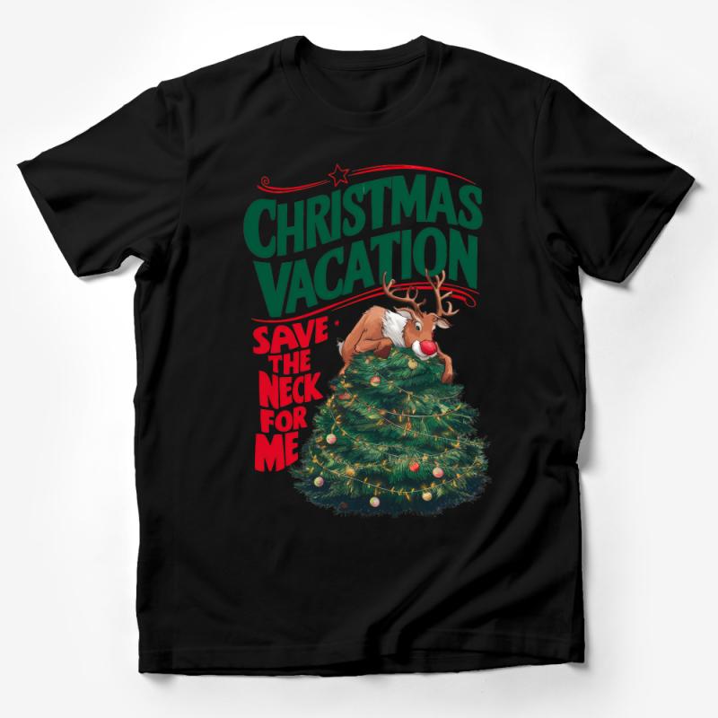 Christmas Vacation Save the Neck T-Shirt, Funny Holiday Reindeer Tee, Festive Family Holiday Wear, Xmas Tree Graphic Shirt Male T-Shirt