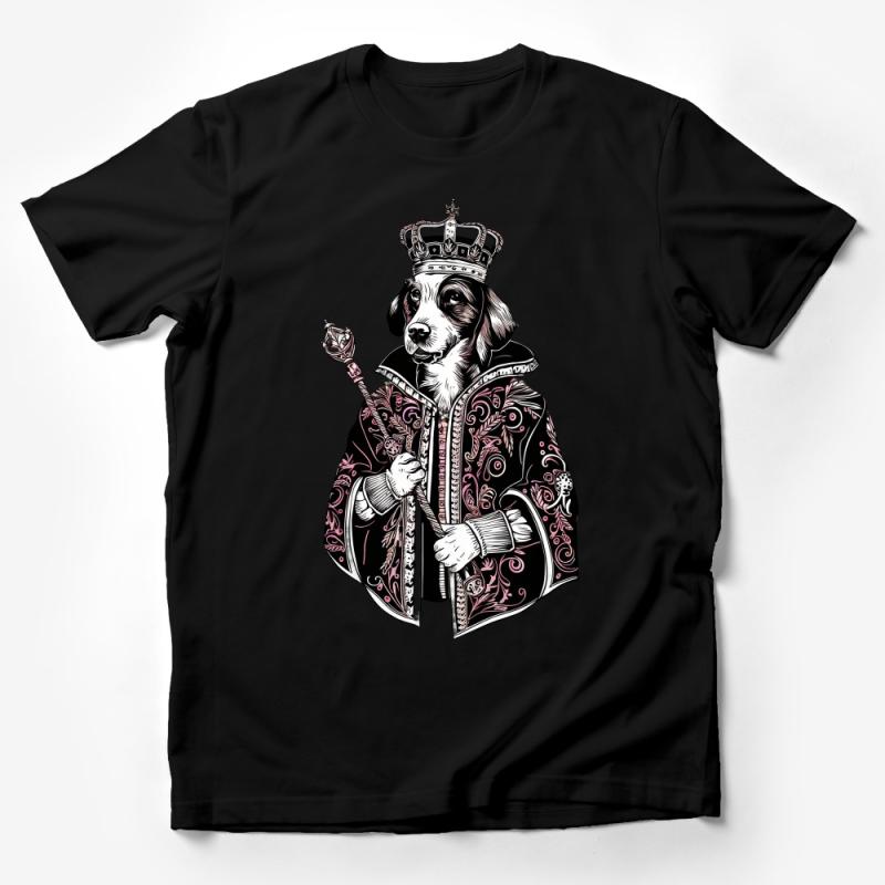 Regal Dog King T-Shirt, Royal Canine Monarch Graphic, Majestic Animal Royalty Tee, Unisex Clothing Male T-Shirt