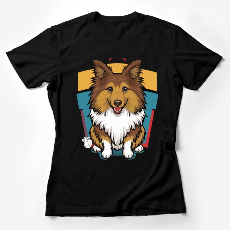 Cute Shetland Sheepdog T-Shirt, Unisex Cartoon Dog Tee, Animal Lover Gift, Casual Canine Graphic Shirt, Pet Owner Top, Soft Cotton Tee Female T-Shirt