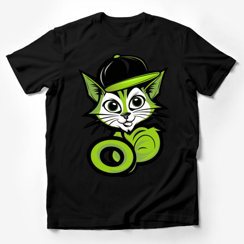 Cute Cartoon Cat T-Shirt, Funny Feline Tee, Kids Animal Shirt, Whimsical Cat Lover Gift, Unisex Graphic Tee, Casual Wear for All Ages Male T-Shirt