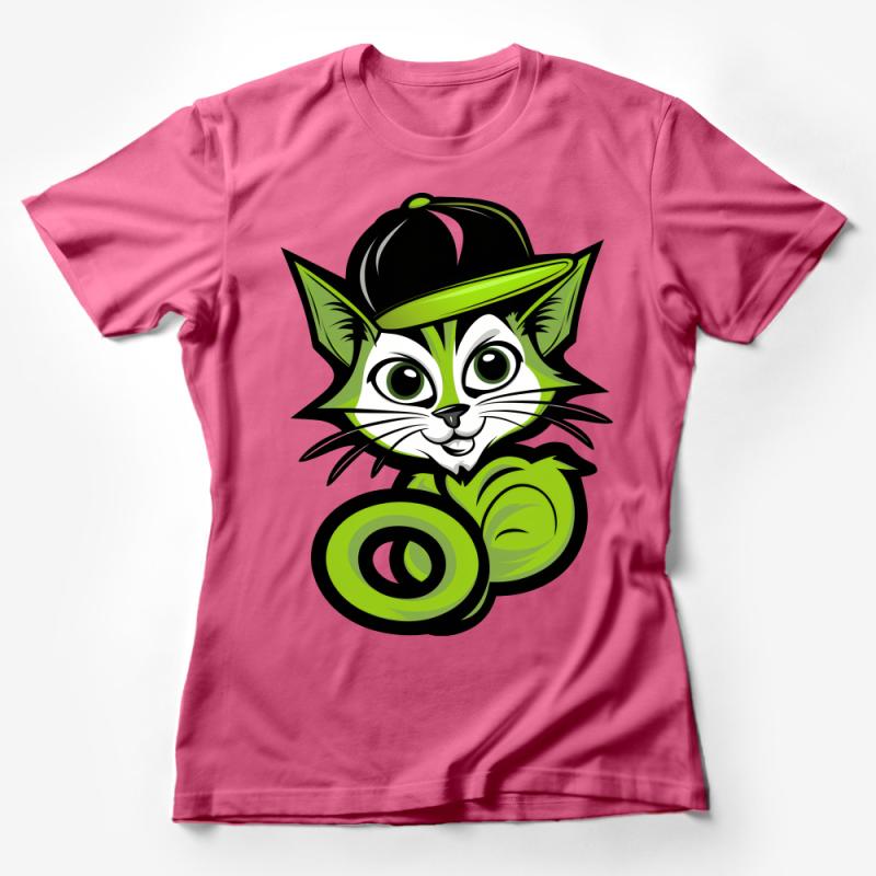 Cute Cartoon Cat T-Shirt, Funny Feline Tee, Kids Animal Shirt, Whimsical Cat Lover Gift, Unisex Graphic Tee, Casual Wear for All Ages Female T-Shirt