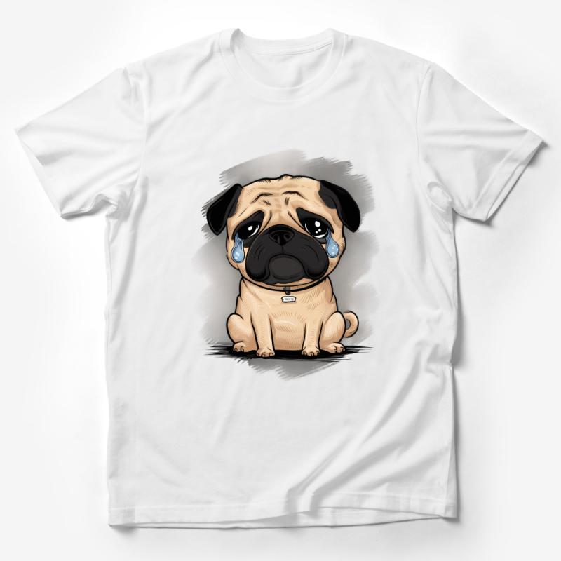 Cute Pug Dog T-Shirt, Adorable Cartoon Pug with Big Eyes, Unisex Graphic Tee, Animal Lover Gift, Casual Pet Illustration Shirt, Soft Cotton Top Male T-Shirt