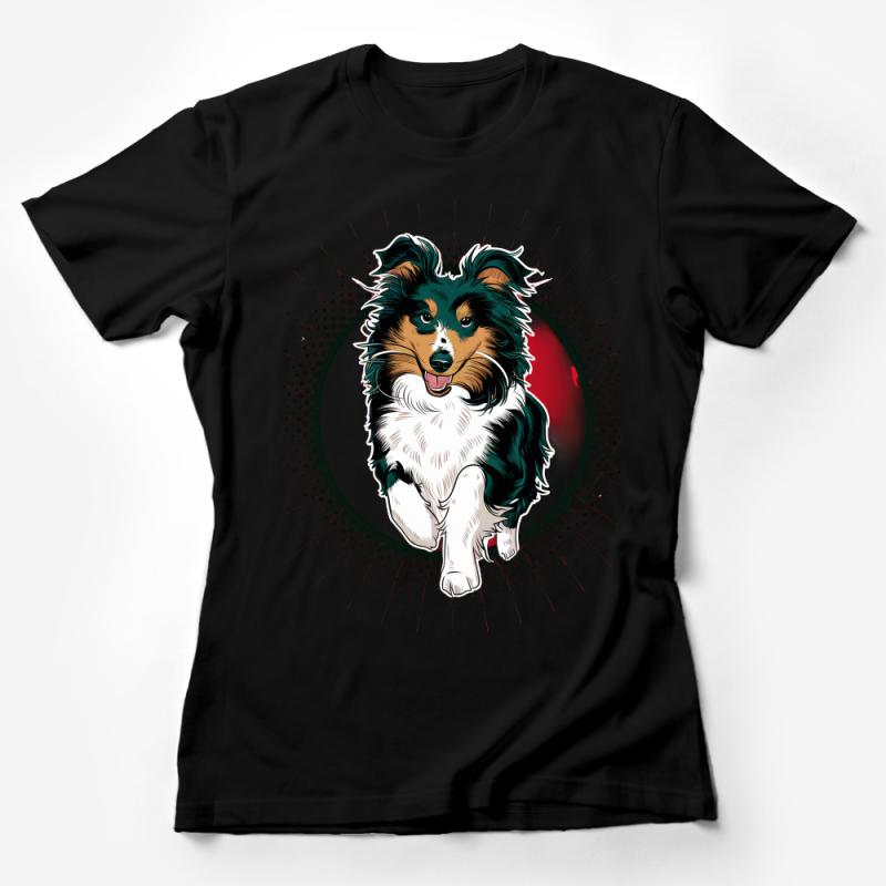 Sheltie Dog T-Shirt, Cute Shetland Sheepdog Graphic Tee, Animal Lover Gift, Pop Art Dog Shirt, Unisex Dog Owner Top, Pet Illustration Apparel Female T-Shirt