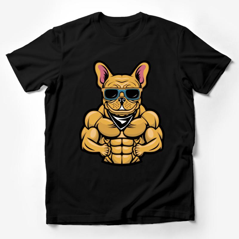 Funny Muscular Bulldog T-Shirt, Cool Bodybuilder Dog Tee, Gym Workout Shirt, Animal Lover Gift, Pet Humor Graphic Tee, Unisex Clothing Male T-Shirt