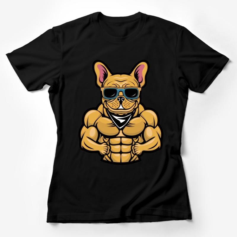 Funny Muscular Bulldog T-Shirt, Cool Bodybuilder Dog Tee, Gym Workout Shirt, Animal Lover Gift, Pet Humor Graphic Tee, Unisex Clothing Female T-Shirt