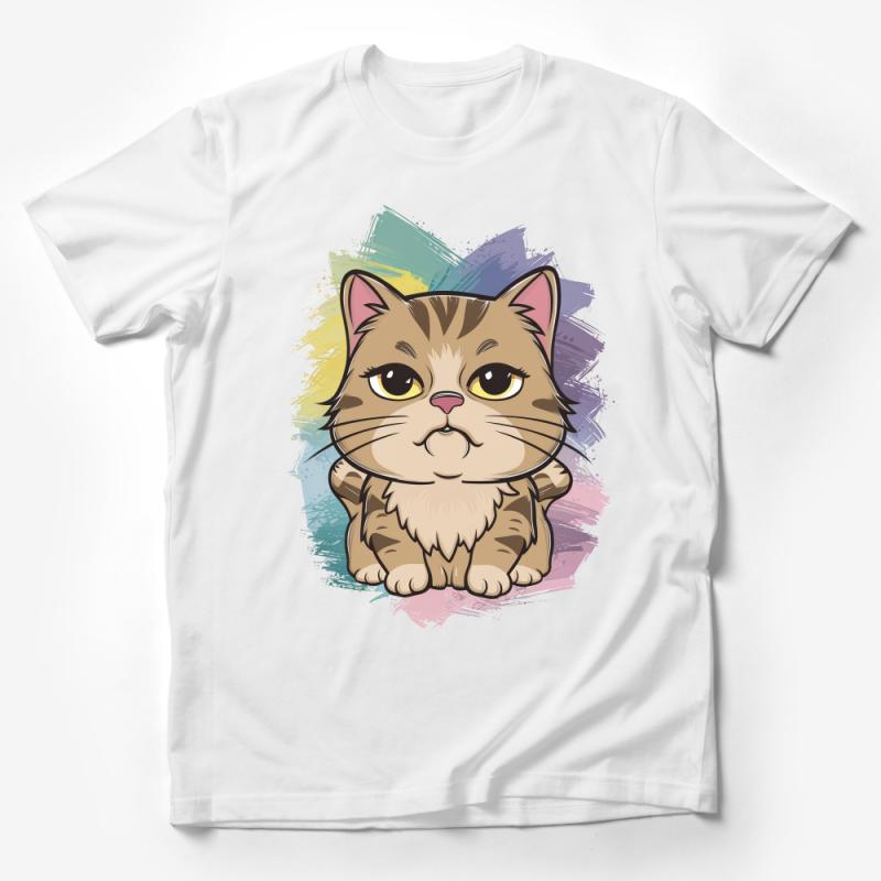 Cute Cartoon Cat T-Shirt, Whimsical Kitten Graphic Tee, Unisex Casual Shirt for Pet Lovers, Soft Cotton Top Male T-Shirt