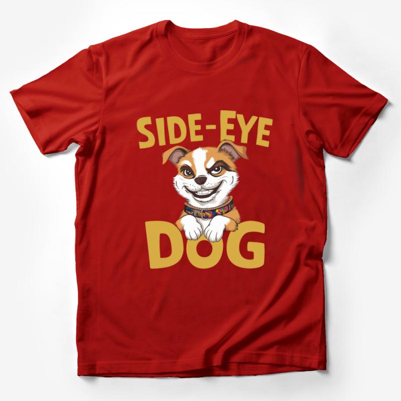 Side-eye Dog T-Shirt, Funny Dog Lover Tee, Cute Pet Graphic Shirt, Unisex Casual Wear, Gift for Dog Owners, Animal Humor Top Male T-Shirt