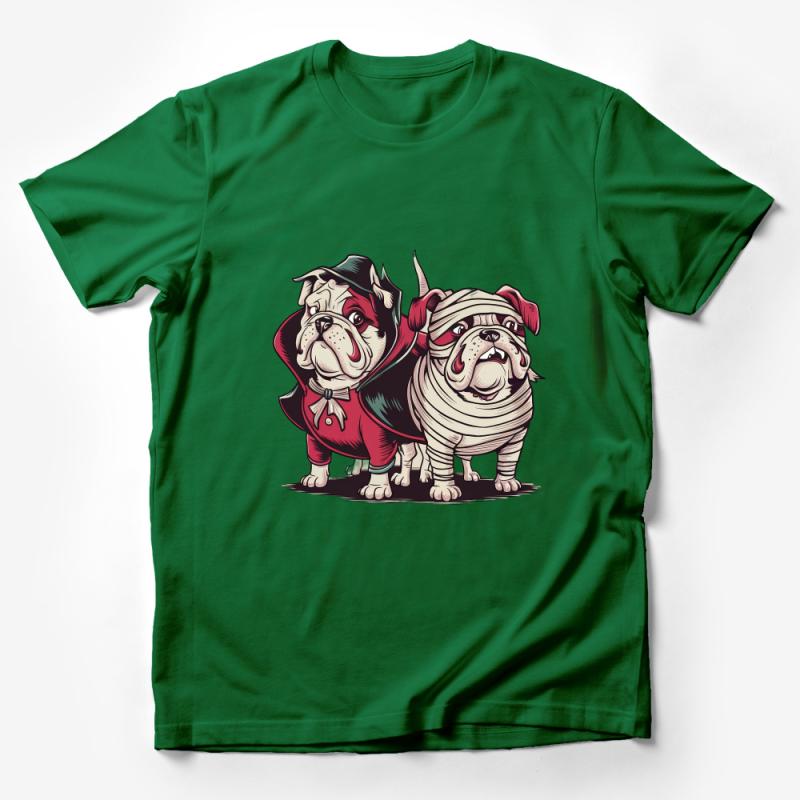 Bulldog Duo Graphic T-Shirt, Comfy Casual Dog Lovers Tee, Funny Puppy Cartoon Illustration Top, Unisex Shirt Male T-Shirt