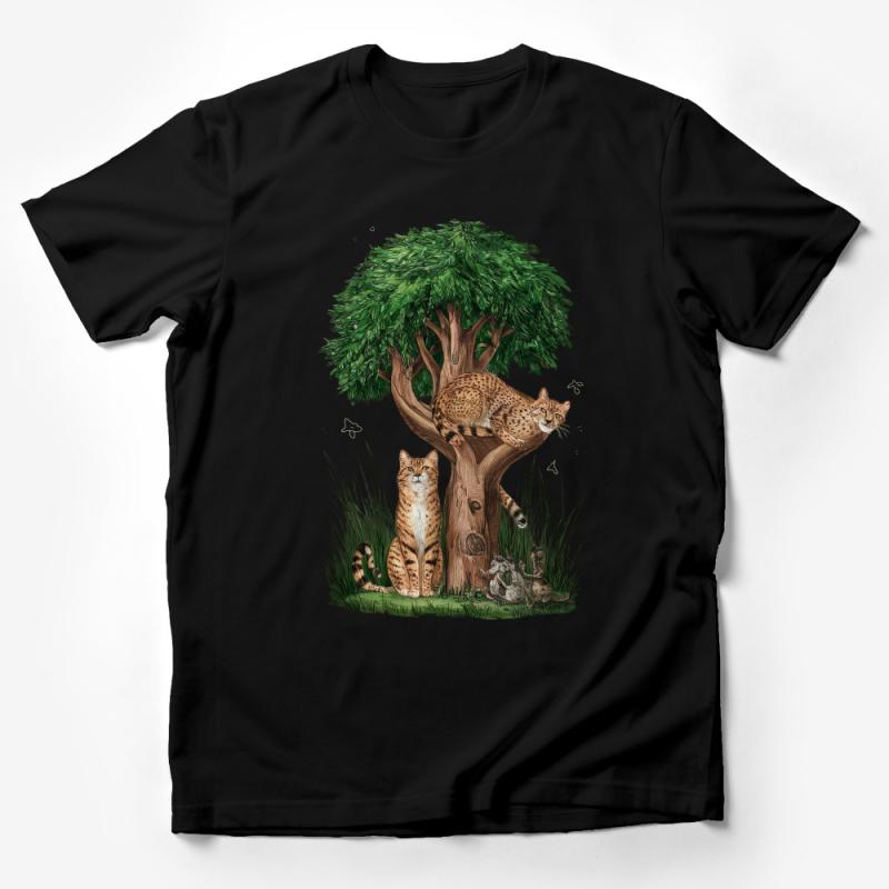 Wildlife Lynx T-Shirt, Nature Inspired Tee, Forest Animals Casual Top, Unique Animal Lover Gift Male T-Shirt