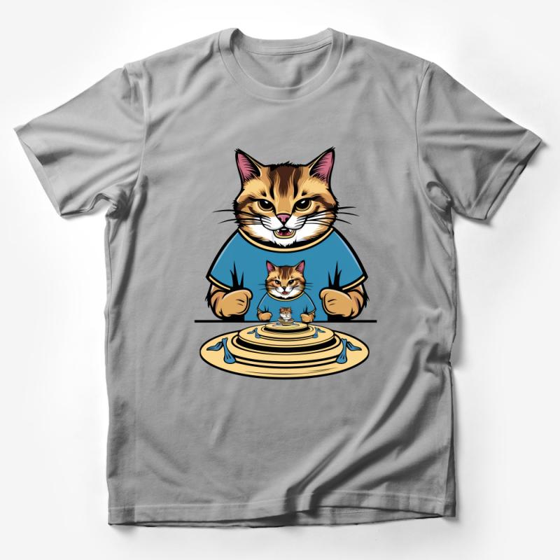 Funny Cat T-Shirt, Whimsical Feline Graphic Tee, Cat Lover Gift, Unique Pet Illustration Shirt Male T-Shirt