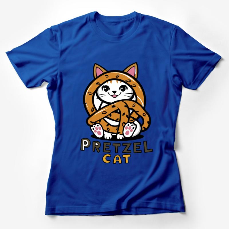 Cute Pretzel Cat T-shirt, Funny Cat Lover Graphic Tee, Unisex Cat Pretzel Shirt, Quirky Animal Food Tee, Casual Wear Female T-Shirt