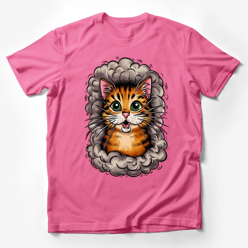 Cute Whimsical Cat T-Shirt, Funny Graphic Tee for Cat Lovers, Unisex Casual Kitten Top, Gift for Pet Owners, Colorful Feline Shirt Design Male T-Shirt