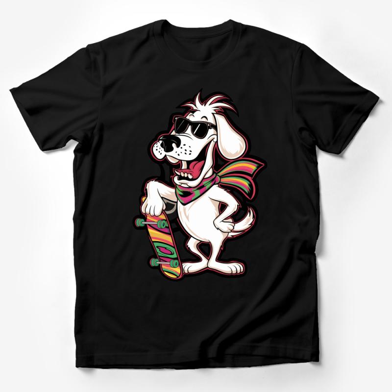 Cool Skateboarding Dog T-Shirt, Funny Cartoon Pup Tee, Hipster Pooch with Sunglasses, Unisex Graphic Shirt for Pet Lovers Male T-Shirt