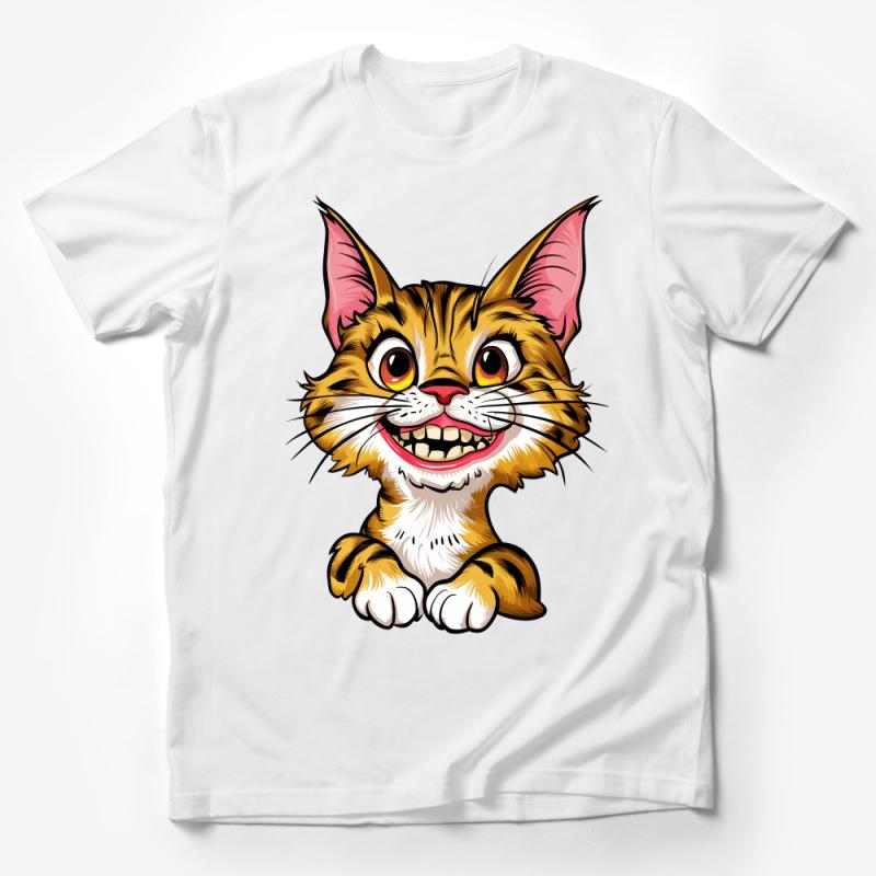 Cute Cartoon Cat T-Shirt, Funny Whimsical Kitten Tee, Unisex Graphic T-Shirt for Cat Lovers, Playful Feline Design Casual Wear Male T-Shirt