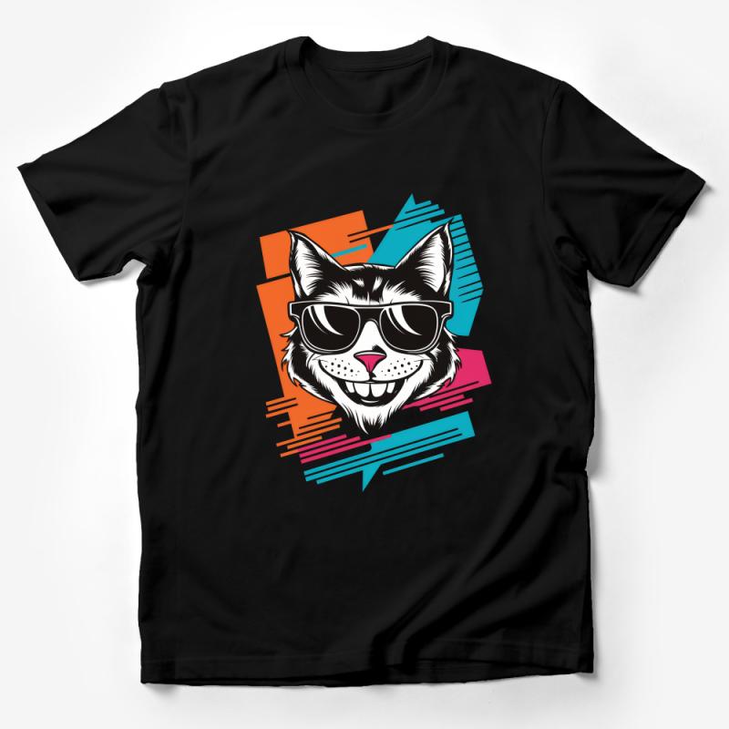 Cool Cat with Sunglasses T-Shirt, Hipster Cat Graphic Tee, Urban Street Style Fashion, Animal Lover Gift Male T-Shirt