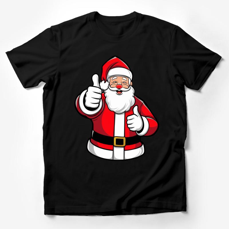 Festive Santa Claus T-Shirt, Christmas Holiday Graphic Tee, Cheerful Santa Thumbs Up Shirt Male T-Shirt