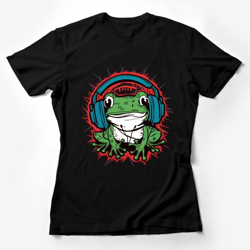 Unique DJ Frog T-Shirt, Cool Music Lover Tee, Unisex Graphic Tee, Funky Headphone Frog, Casual Streetwear Shirt, Gift for DJ Female T-Shirt