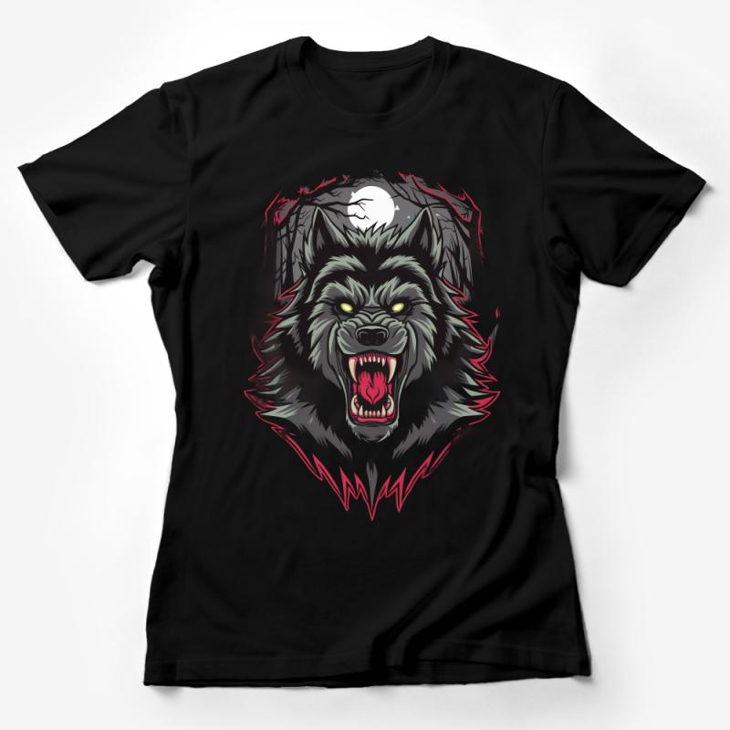 Men's Graphic Wolf T-shirt, Unique Fierce Animal Print Tee, Wild Nature Inspired Casual Shirt, Cool Gift for Wolf Lovers Female T-Shirt