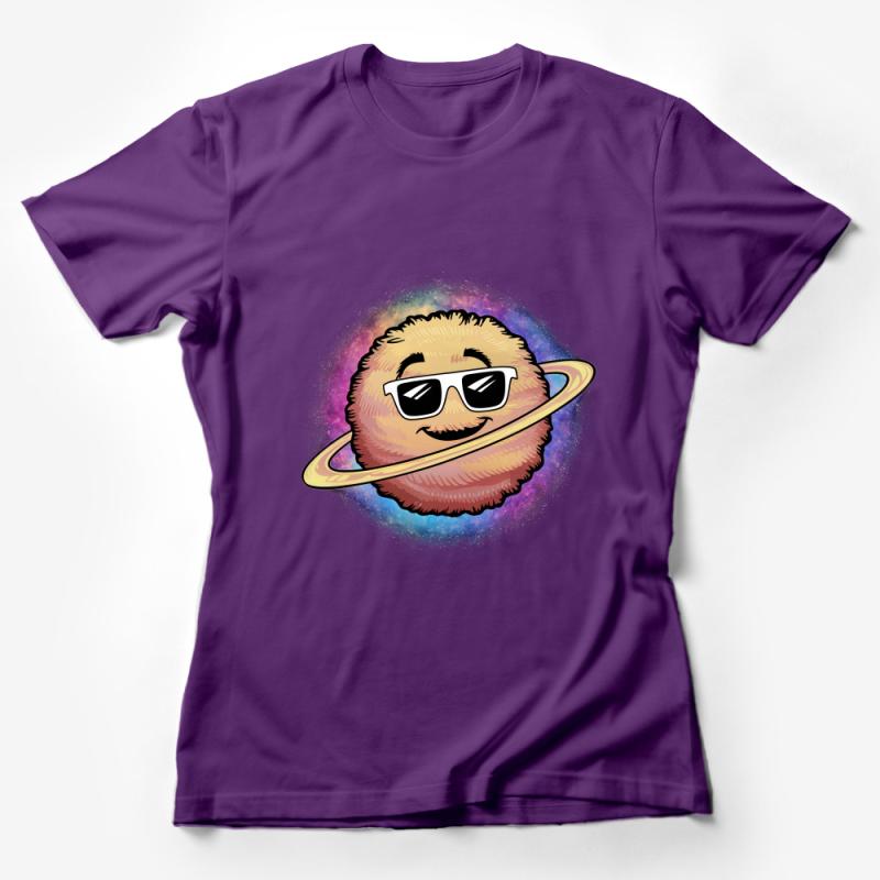 Cute Space Themed T-Shirt, Cosmic Fluffy Creature with Sunglasses, Unisex Graphic Tee, Planetary Fun Illustration, Gift Idea Female T-Shirt