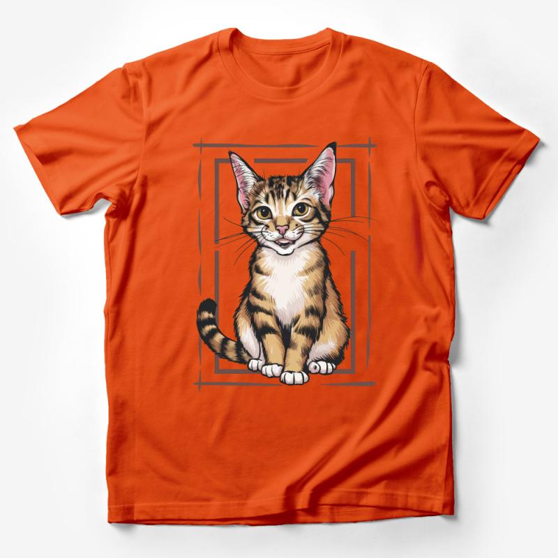 Whimsical Cat T-Shirt, Cute Feline Graphic Tee, Animal Lover Gift, Casual Fashion Top, Unisex Cat Lover Shirt, Illustrated Kitten Apparel Male T-Shirt