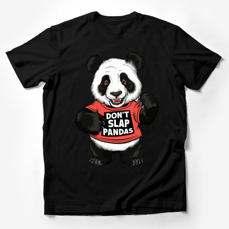 Panda T-Shirt Don't Slap Pandas Funny Quote Bold Graphic Tee Unisex Casual Wear Red and Black Male T-Shirt