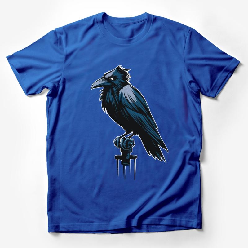 Gothic Raven Print Tee, Dark Bird Illustration T-Shirt, Unisex Crow Graphic Top, Indie Style Clothing, Artistic Casual Wear for All Male T-Shirt