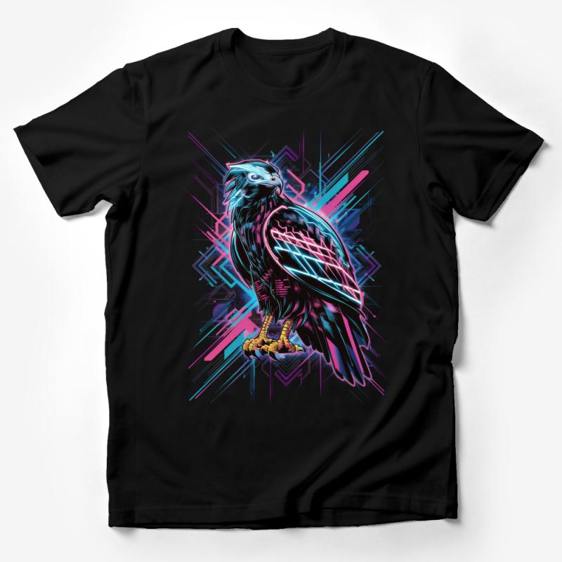 Cyberpunk Eagle T-Shirt, Neon Bird Graphic Tee, Vibrant Digital Art Print, Unisex Casual Streetwear, Tech-Inspired Clothing Design Male T-Shirt