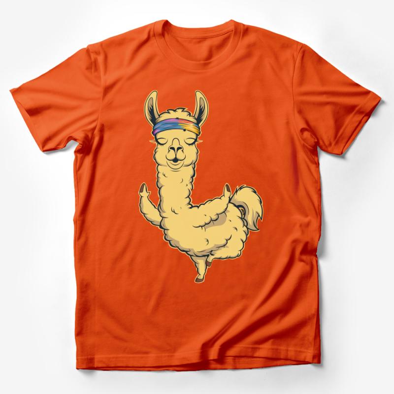 Yoga Llama T-Shirt, Cute Alpaca Graphic Tee, Funny Animal Shirt, Casual Unisex Top, Boho Style Comfort Wear, Gift for Llama Lovers Male T-Shirt