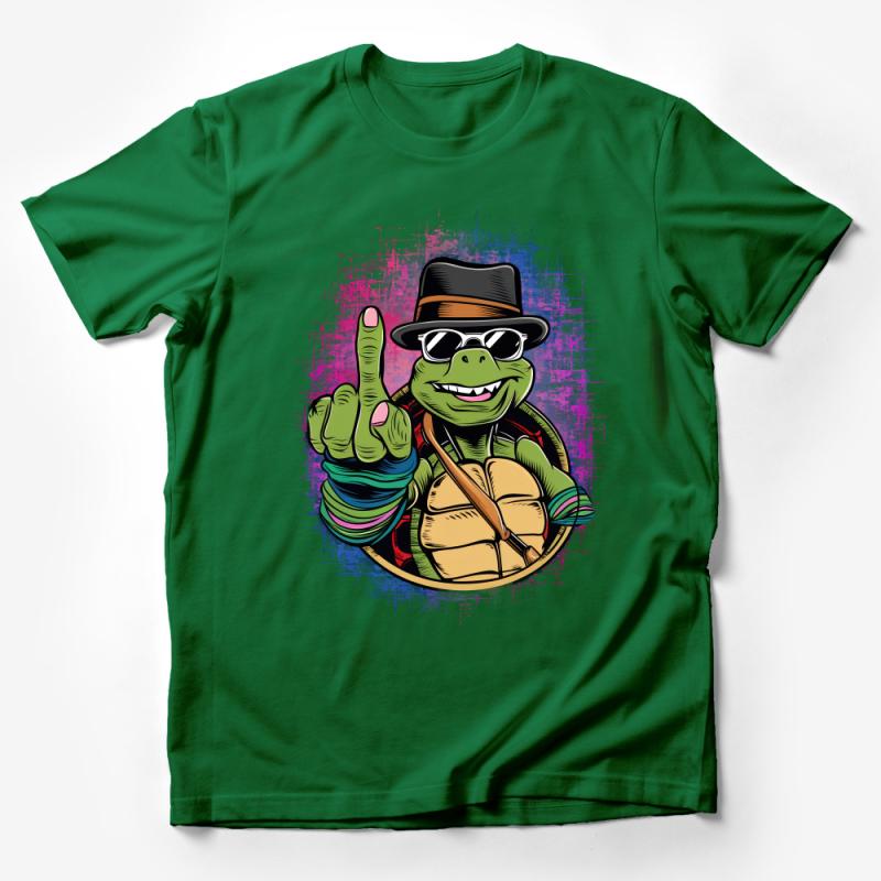 Cool Turtle Cartoon T-Shirt, Hip Hop Style Animal Tee, Unique Streetwear Graphic Top, Unisex Casual Shirt Male T-Shirt