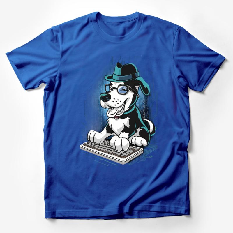 Cartoon Dog T-Shirt, Urban Pooch with Hat, Canine Gamer Graphic Tee, Unisex Adult Clothing, Pet Lover Gift, Cool Dog Shirt Male T-Shirt