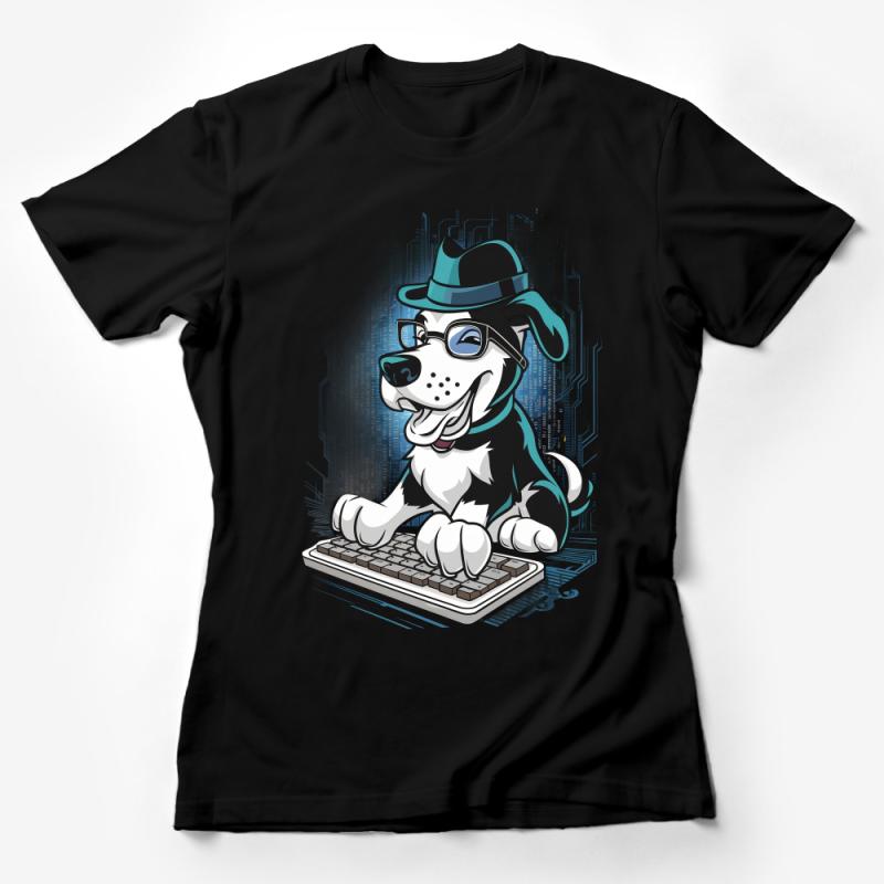 Cartoon Dog T-Shirt, Urban Pooch with Hat, Canine Gamer Graphic Tee, Unisex Adult Clothing, Pet Lover Gift, Cool Dog Shirt Female T-Shirt