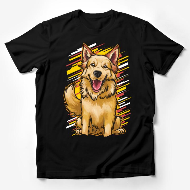 Vibrant Dog Illustration T-Shirt, Colorful Pet Art Tee, Unisex Animal Graphic Shirt, Fun Dog Lover Gift Idea Male T-Shirt