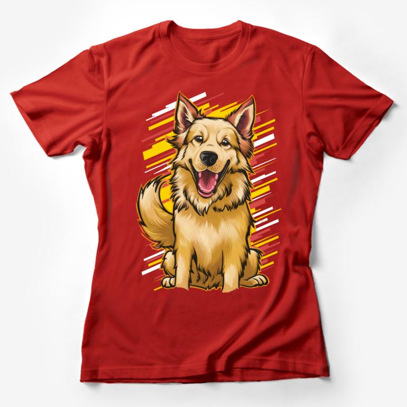 Vibrant Dog Illustration T-Shirt, Colorful Pet Art Tee, Unisex Animal Graphic Shirt, Fun Dog Lover Gift Idea Female T-Shirt