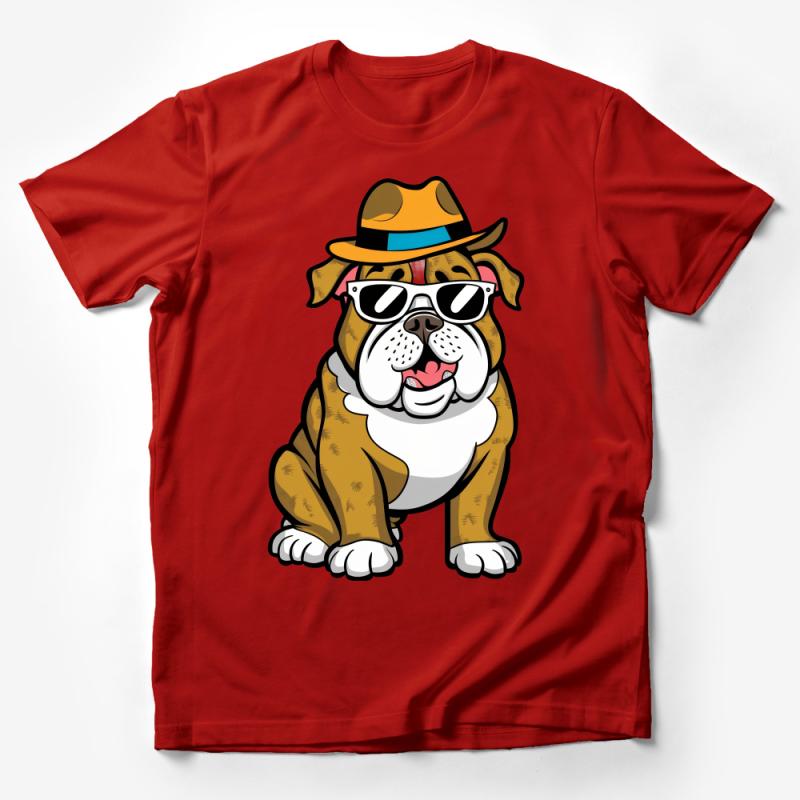 Cool Bulldog with Sunglasses and Hat T-Shirt, Funny Dog Lover Tee, Unisex Graphic Tee, Casual Streetwear Male T-Shirt