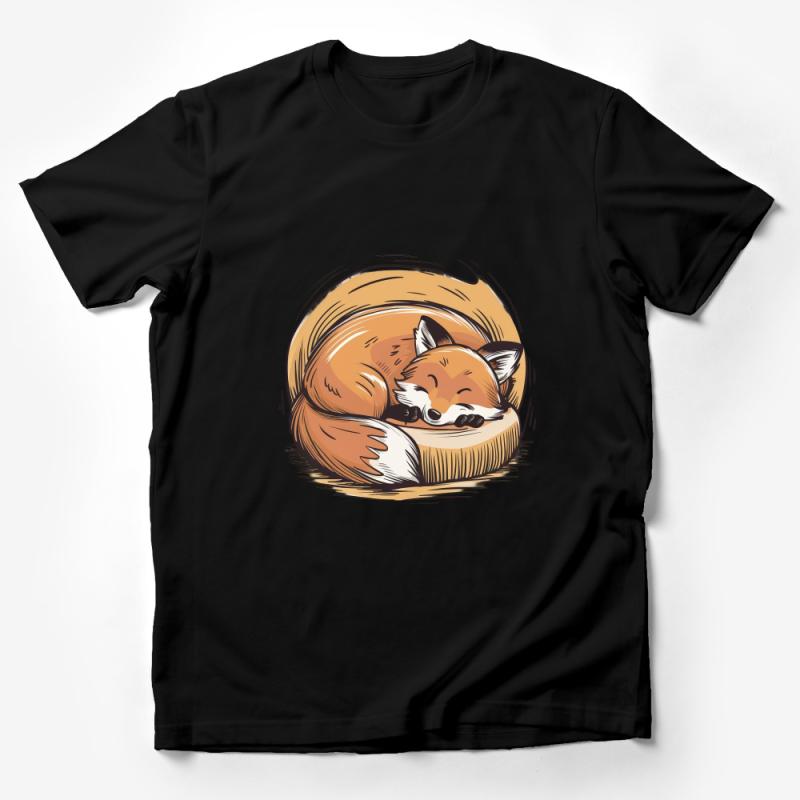 Cute Fox T-Shirt, Adorable Sleeping Fox Graphic Tee, Unisex Nature Inspired Shirt, Animal Lover Gift, Soft Cotton Tee Male T-Shirt