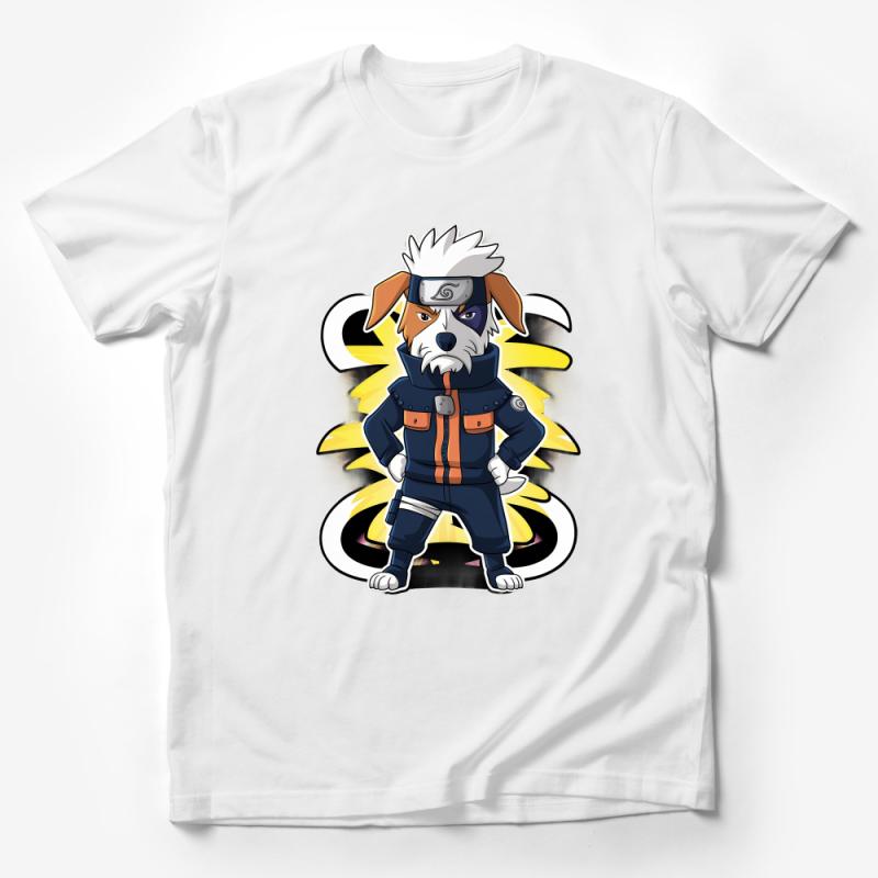 Anime Inspired Dog Ninja T-Shirt, Cartoon Canine Warrior Tee, Unisex Graphic Shirt, Unique Fan Art Clothing Male T-Shirt