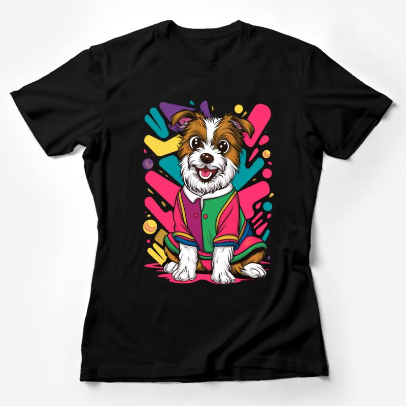 Colorful Pop Art Dog T-Shirt, Cute Pet Lover Gift, Unisex Graphic Tee, Animal Fashion Top, Casual Streetwear, Vibrant Design Shirt Female T-Shirt