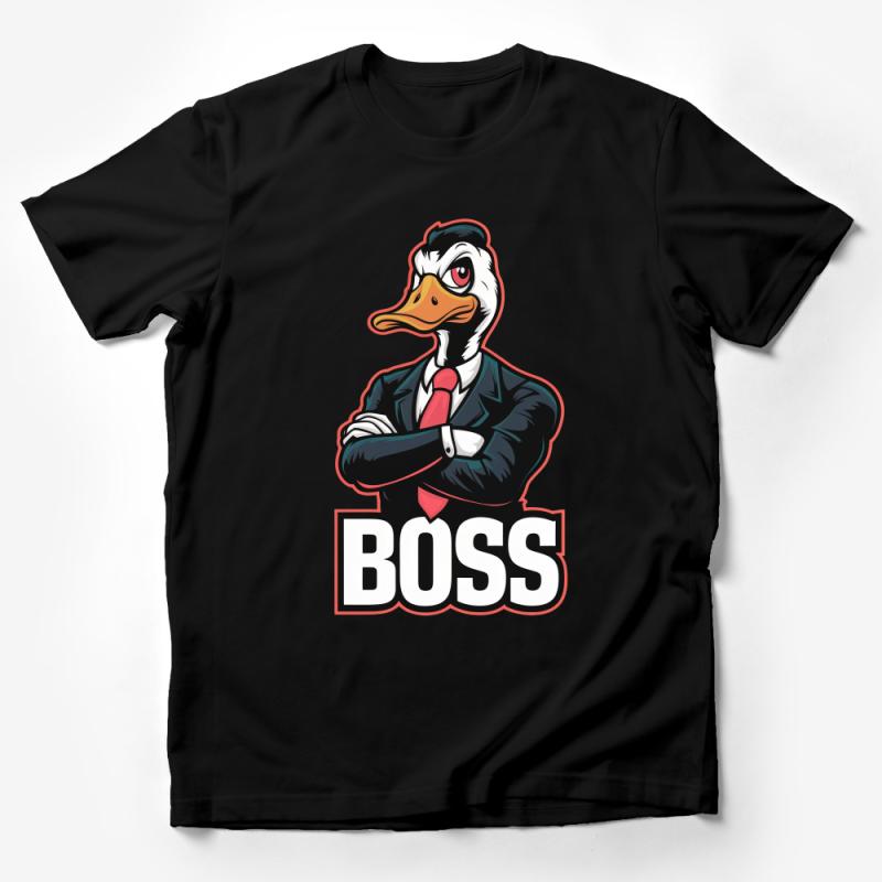 Boss Duck T-Shirt, Funny Bird CEO Tee, Duck Lover Gift, Cool Office Manager Shirt, Unique Entrepreneur Apparel Male T-Shirt