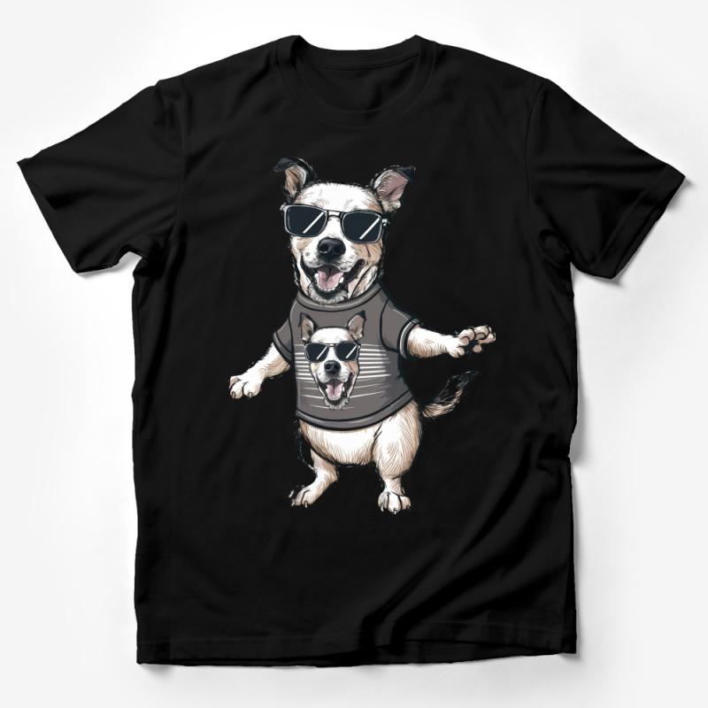 Cool Dog T-Shirt, Funny Animal with Sunglasses Unisex Tee, Graphic Dog Lover Shirt, Hipster Pet Illustration Tee, Gift for Dog Owner Male T-Shirt