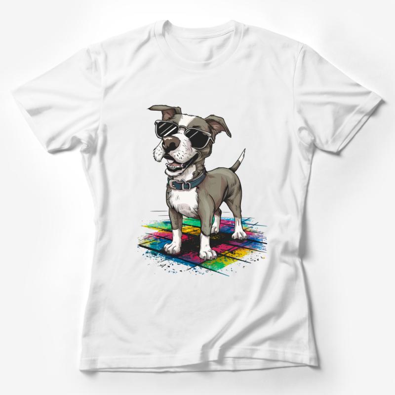 Cool Dog T-Shirt, Stylish Puppy with Sunglasses Graphic Tee, Unisex Fashion Illustration Top, Animal Lover Gift, Casual Wear Female T-Shirt