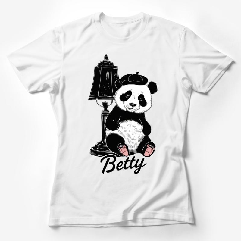 Cute Panda T-Shirt, Vintage Bellhop Design, Artistic Animal Tee, Betty Panda Shirt, Unique Graphic Top, Casual Wear for All Female T-Shirt