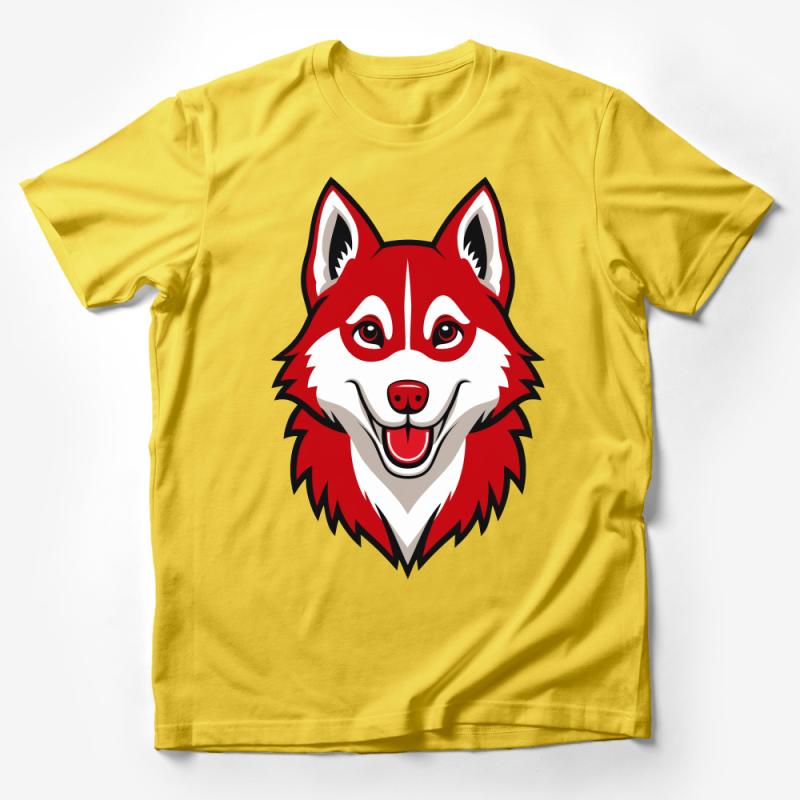 Red and White Wolf Graphic Tee, Cartoon Animal T-Shirt, Unisex Casual Shirt, Nature Inspired Clothing, Soft Cotton Tee, Gift Idea Male T-Shirt