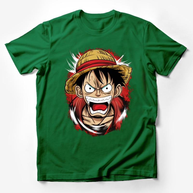 Anime Inspired Straw Hat Pirate Graphic Tee, Bold Cartoon Character Shirt, Unique Manga Fan Gift, Unisex T-Shirt Design Male T-Shirt