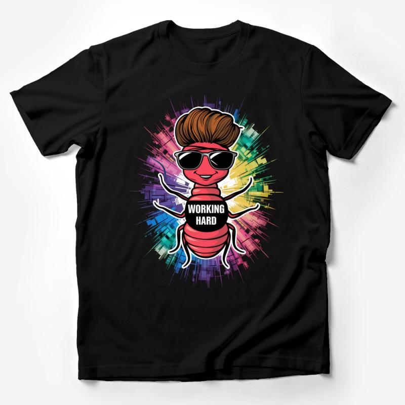 Funky Working Hard Ant Graphic Tee, Colorful Splash Art Unisex T-Shirt, Cool Insect Illustration Shirt, Casual Streetwear Top Male T-Shirt