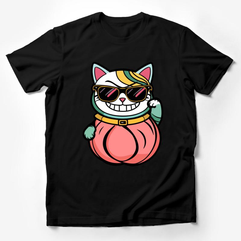 Cool Cat T-Shirt, Funny Cartoon Cat with Sunglasses, Unisex Graphic Tee, Casual Hipster Style Top, Trendy Feline Shirt, Gift for Cat Lovers Male T-Shirt