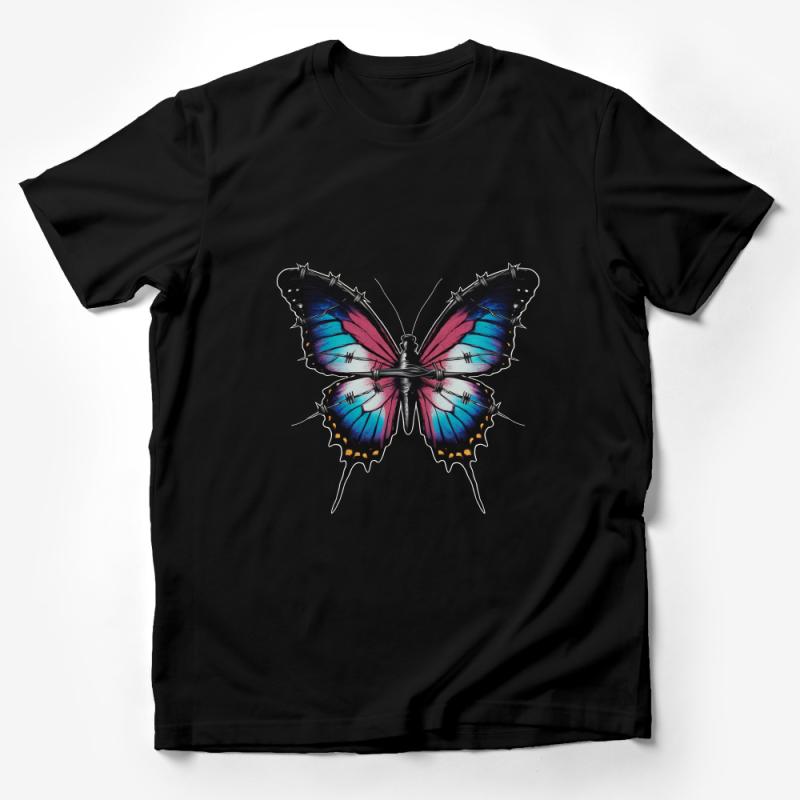 Vibrant Butterfly Graphic Tee, Colorful Insect Art, Nature Inspired Casual Shirt, Unisex T-Shirt With Butterfly Design Male T-Shirt