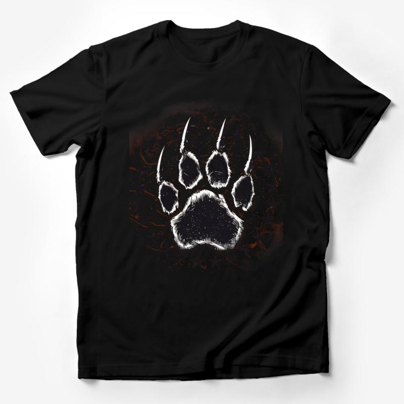 Graphic Paw Print Stars T-Shirt, Unisex Black and White Tee, Animal Lover Casual Shirt, Unique Starry Night Paw Design Top Male T-Shirt